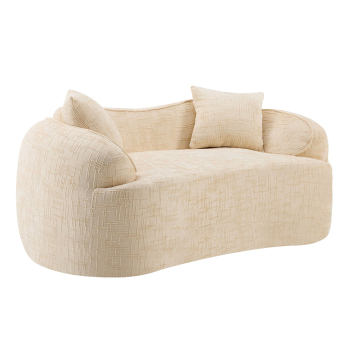 Curved 2 Person Compress Sofa With Armrests, Includes Pillows