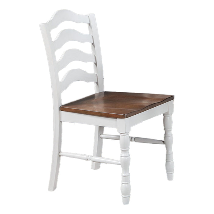 5 Piece Dining Set With Table And Ladder Back Chairs - Oak / White