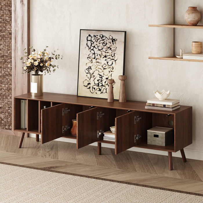 TV Stand With 5 Legs, Media Console Table For Tvs Up To 75" - Walnut