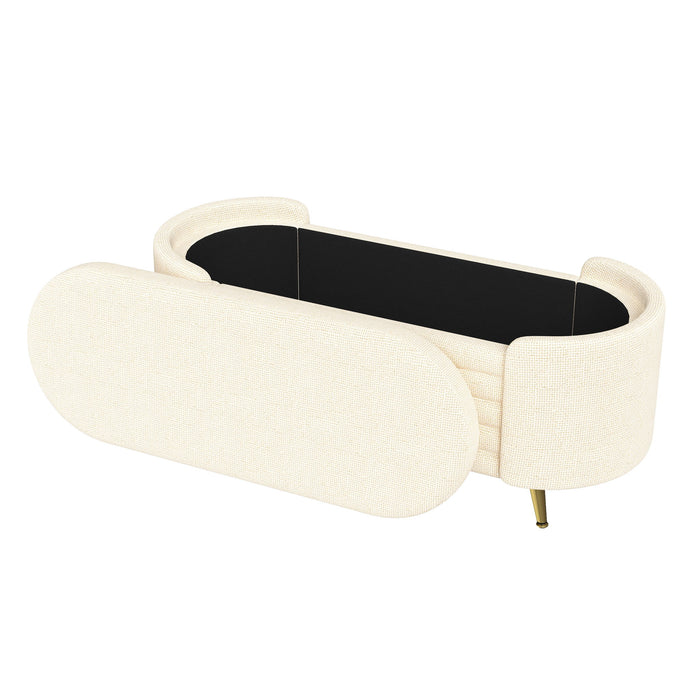 Modern Oval Storage Ottoman With Upholstery