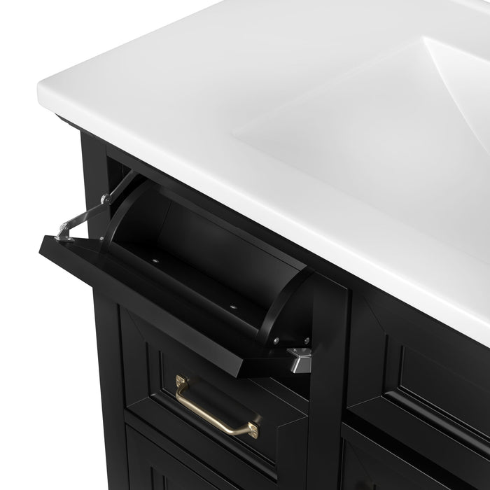 Modern Bathroom Vanity With Sink Top, 4 Drawers And 1 Soft-Close Door