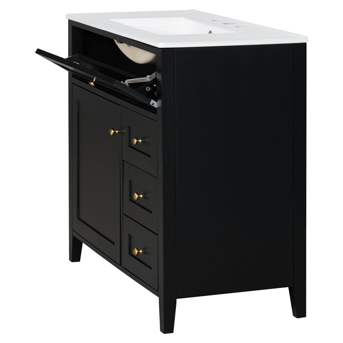 Bathroom Vanity With Sink, Cabinet With 3 Drawers And Adjustable Shelf