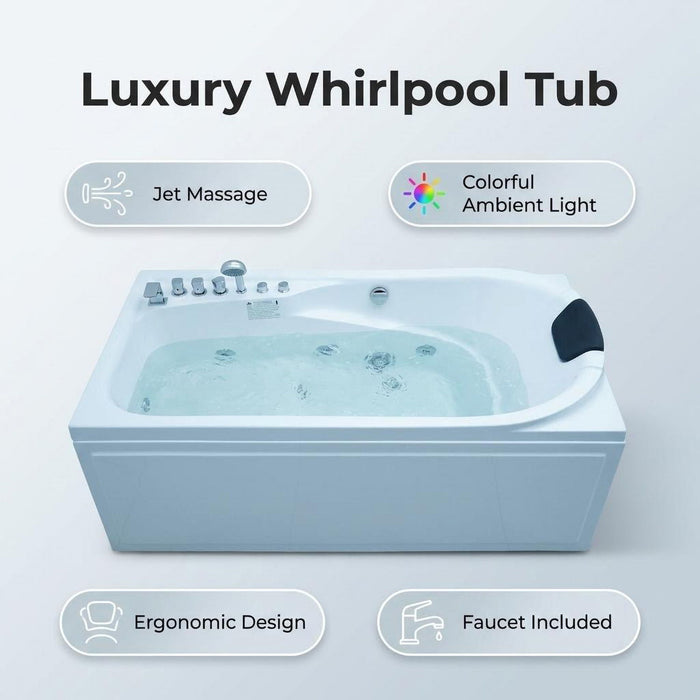 Xavier - Single Corner Massage Bathtub - Milk White