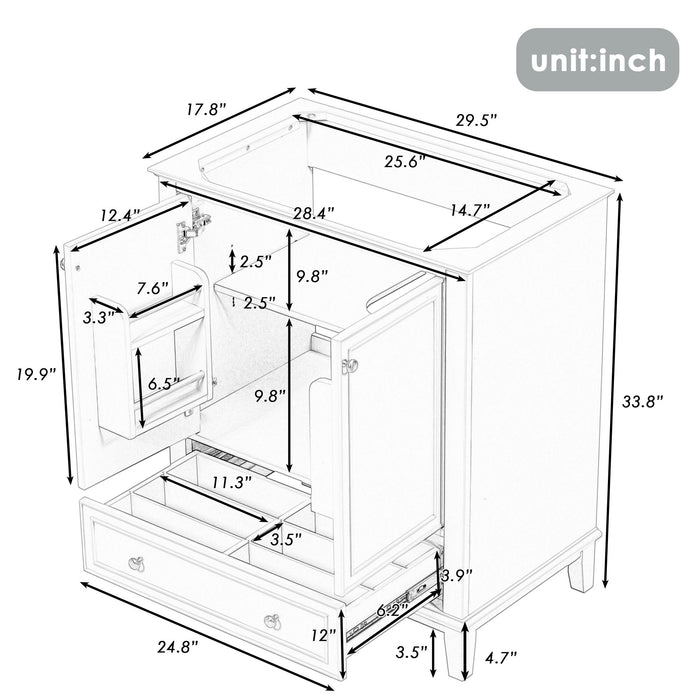 Modern Bathroom Vanity Base Only With Doors And Drawer