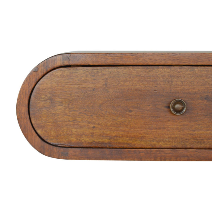 Wall Mounted Round Bedside Table - Chestnut