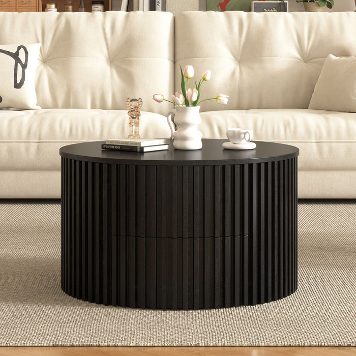 Round Lift Top Coffee Table With Hidden Storage For Living Room