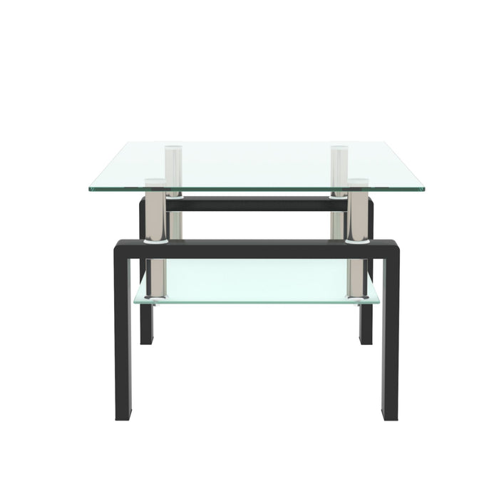 Modern Rectangular Coffee Table With Tempered Glass Top