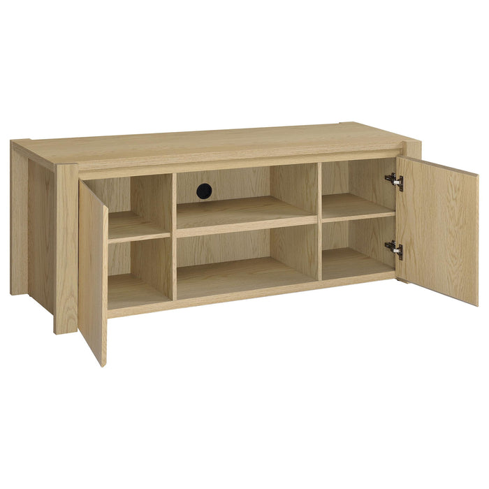 Susac - 3 Piece Entertainment Center With TV Stand And Media Towers - Light Oak