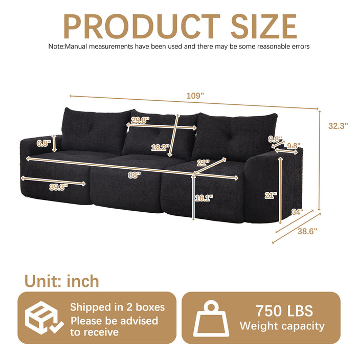 3 Seater With Thickened Armrests Sofa For Living Room