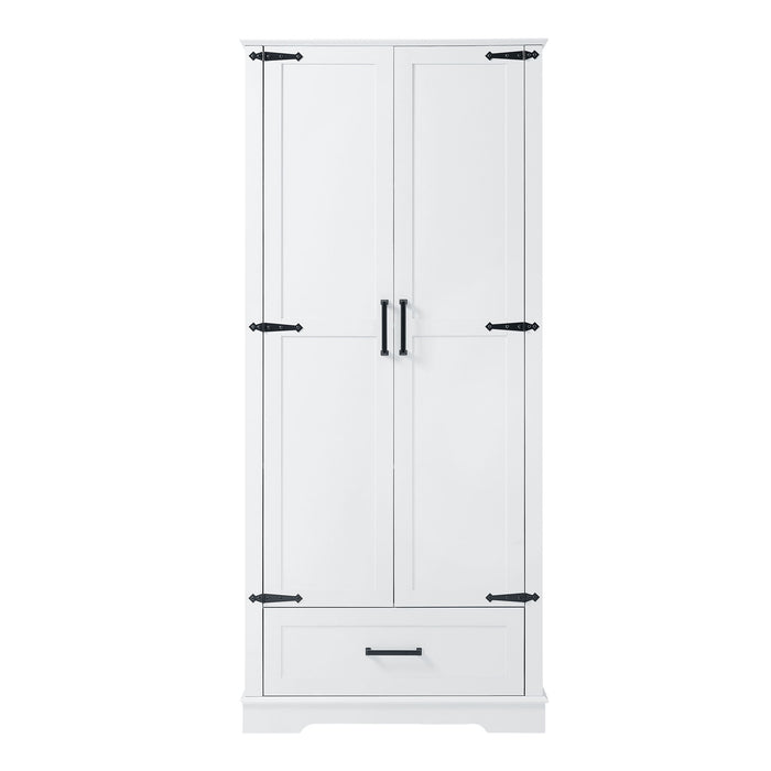 Tall Bathroom Storage Cabinet With 2 Doors And 2 Drawer, Adjustable Shelf - White