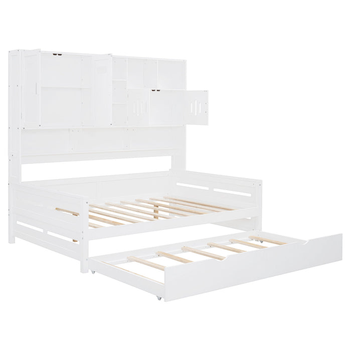 Daybed With All-In-One Cabinet And Shelf