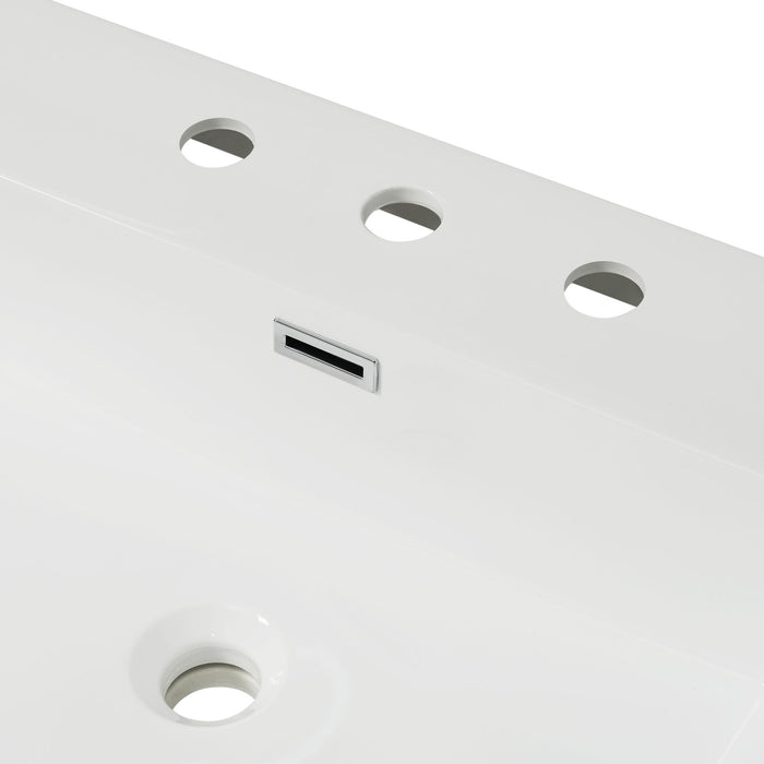 Vanity Top With 3 Faucet Holes, Rectangular Basin For Bathroom - White