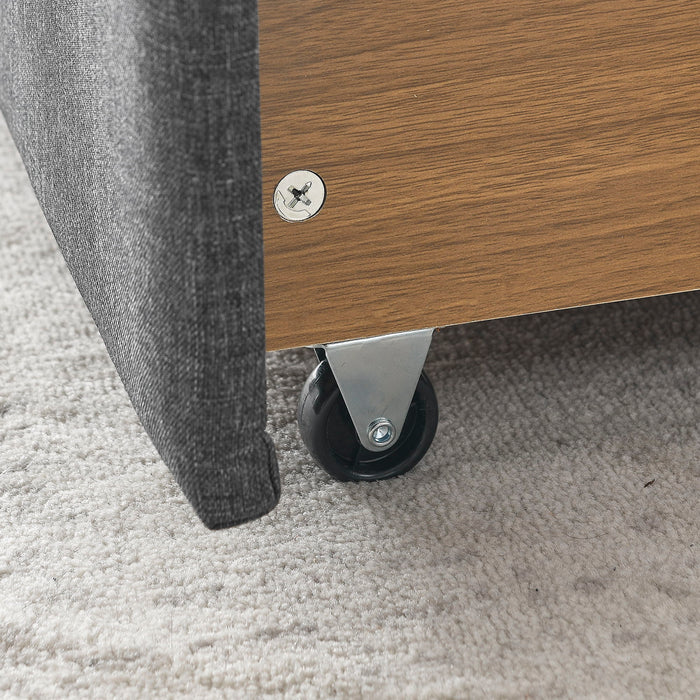 Upholstered Tufted Daybed With 2 Drawers, Waved Arms