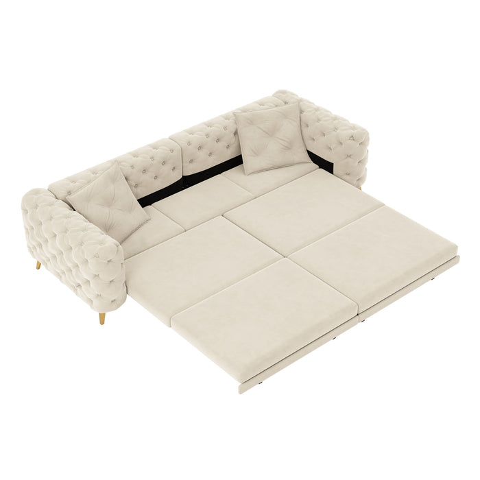 3 In 1 Convertible Sleeper, Deep Seat Pull Out Sofa Bed, Button Tufted