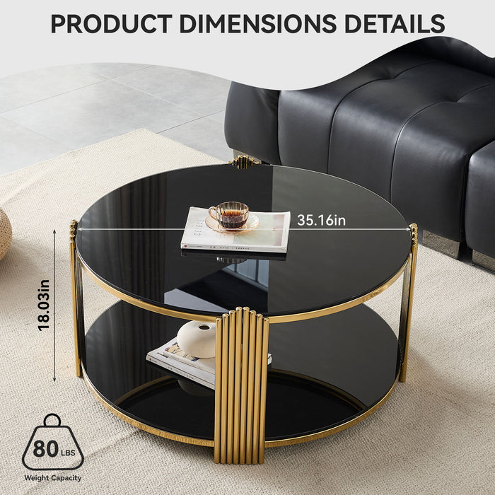 Round Table With Double Layer Storage