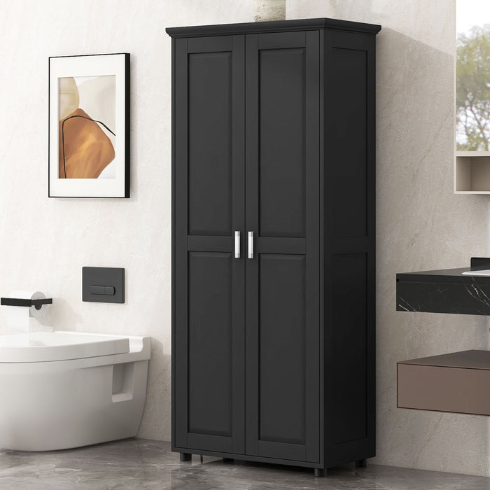 Storage Cabinet With Adjustable Shelves, 2 Doors, Rectangle Design For Bathroom