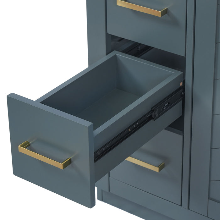 Bathroom Vanity With Integrated Sink, Rectangular Cabinet With 1 Door And 3 Drawers