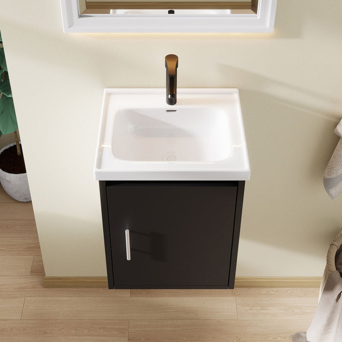 Floating Bathroom Vanity Combo, Wall Mounted Cabinet With Sink & Soft Close Doors For Small Bathrooms