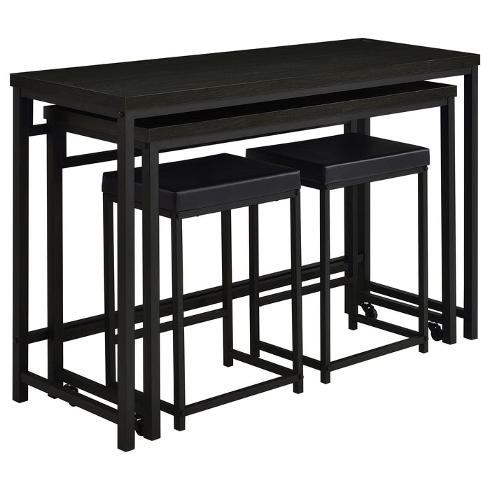 Klekner - 4 Piece Counter Height Table Set With Nesting Tables And Backless Stools - Charcoal