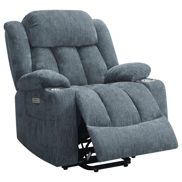 Beca - Upholstered Power Lift Recliner With Cupholders And USB Charging