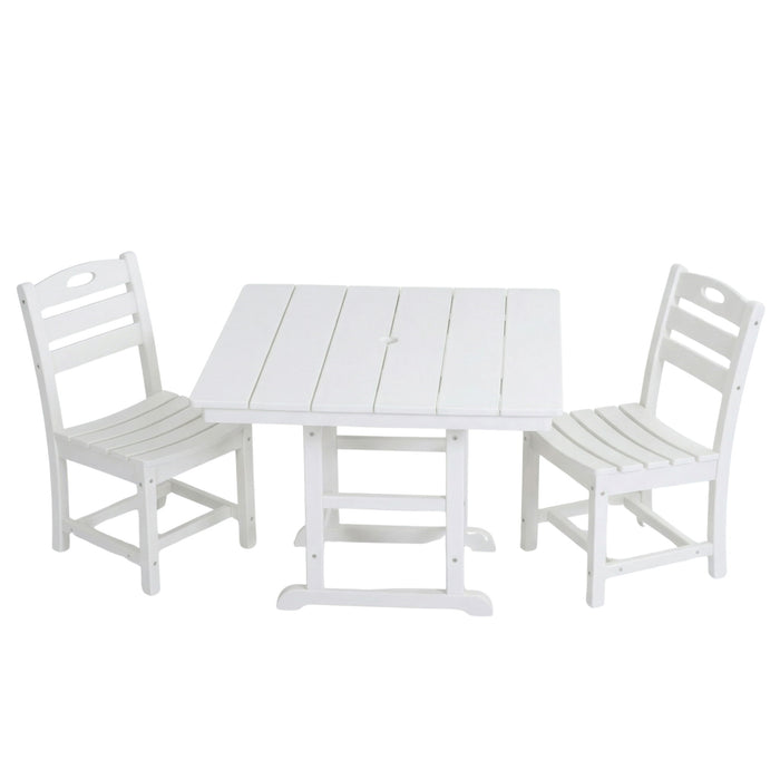Outdoor Patio Dining Set, Square Table With Umbrella Hole And Armless Chairs