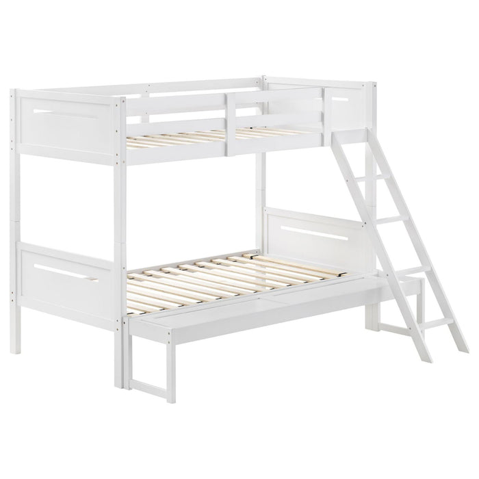 Bunk Bed With Built In Ladder, Safety Guardrails And Angled Access Step