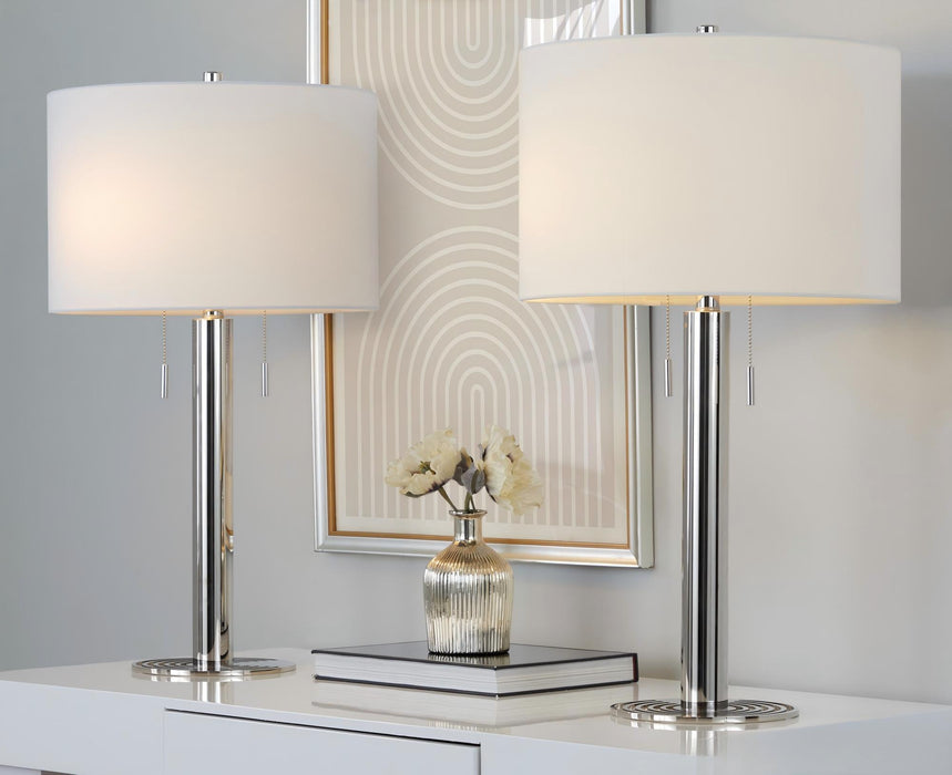 Master - 29" Contemporary Table Lamp (Set of 2) - Polished Nickel / White