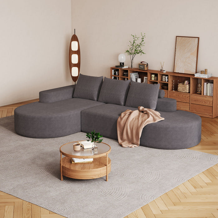 Modern Curved Sofa, L-Shaped Modular Sectional Set With 3 Pillows