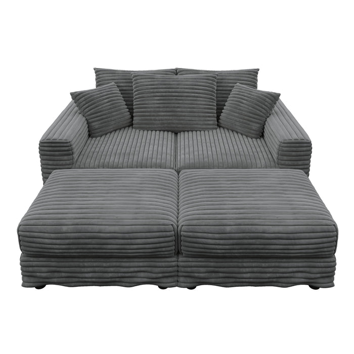 Deep Seat Convertible Sofa With Soft Pillows And Ottomans