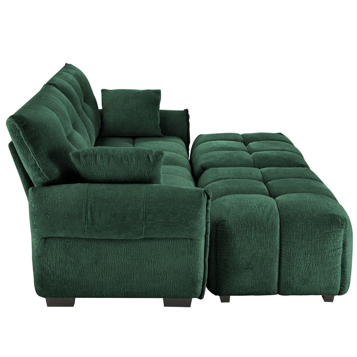 Sofa Set With Ottoman And Pillows, Textured, High Resilience Cushions