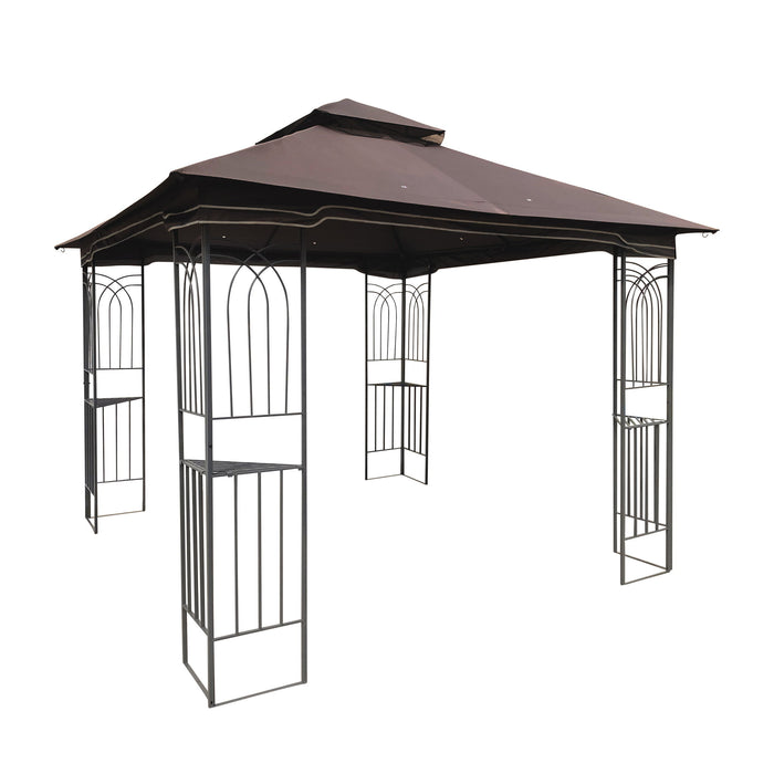 Patio Gazebo Tent With Ventilated Double Roof And Mosquito Net