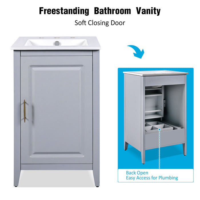 Modern Bathroom Vanity With Sink, Functional Drawer, Soft- Closing Door