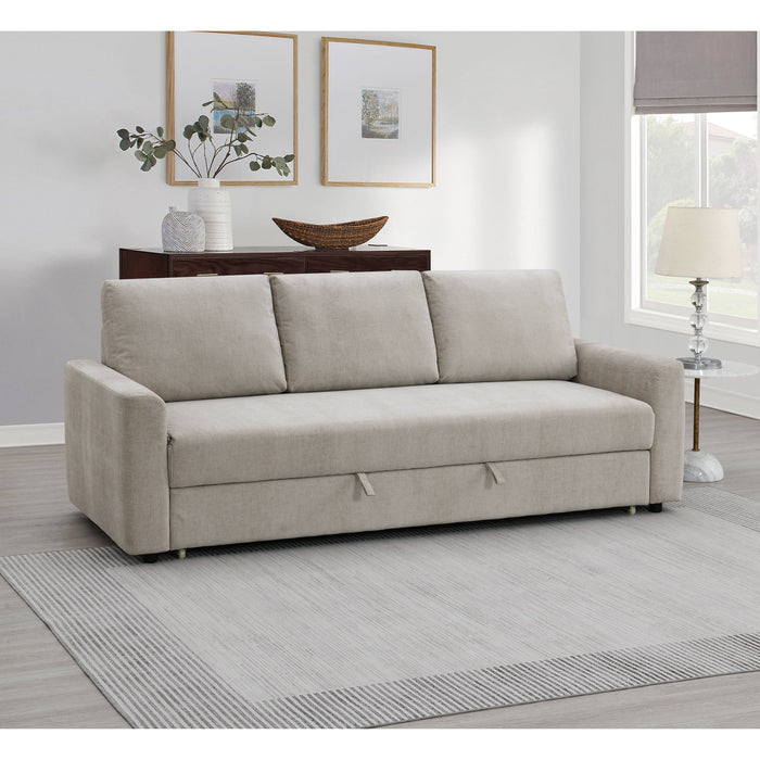 Leira - Linen Pull Out Sleeper Sofa - Beige