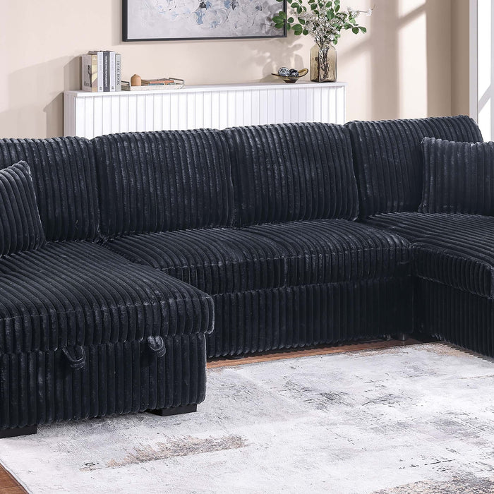 Convertible Sectional Upholstered Sleeper Sofa With Storage Chaise
