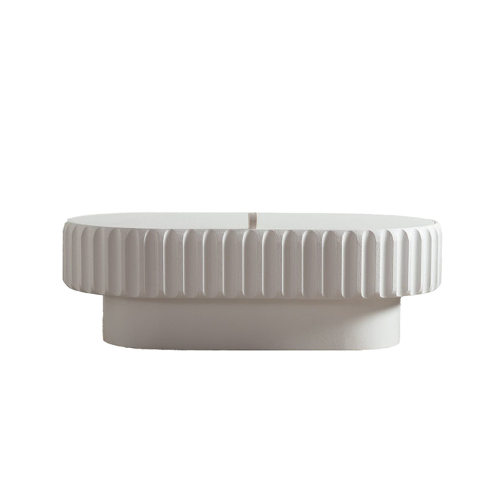 Fluted Storage Table With Lift Off Lid - Cream White