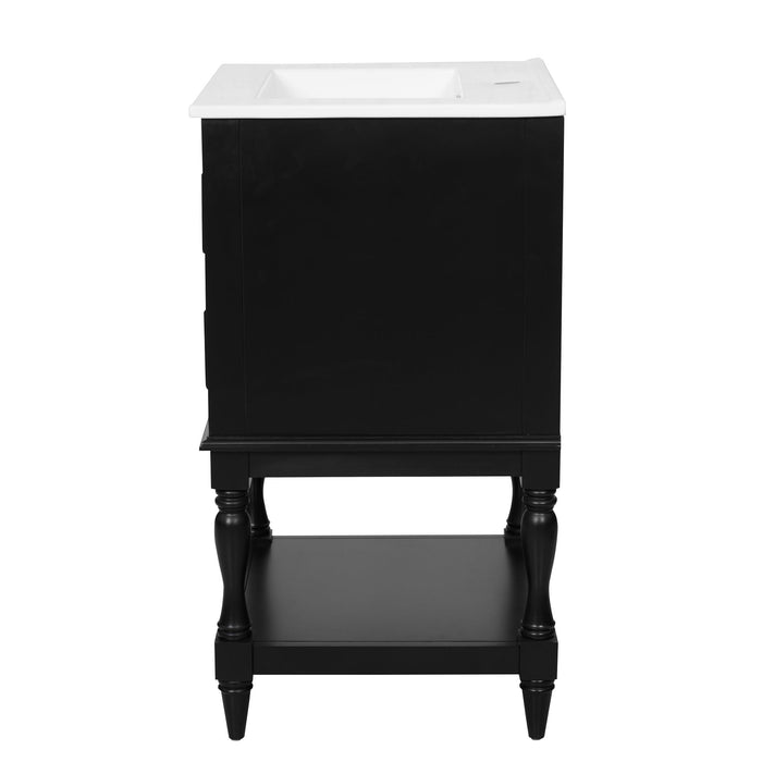Retro Design Bathroom Vanity With Sink, 2 Drawer Storage Cabinet