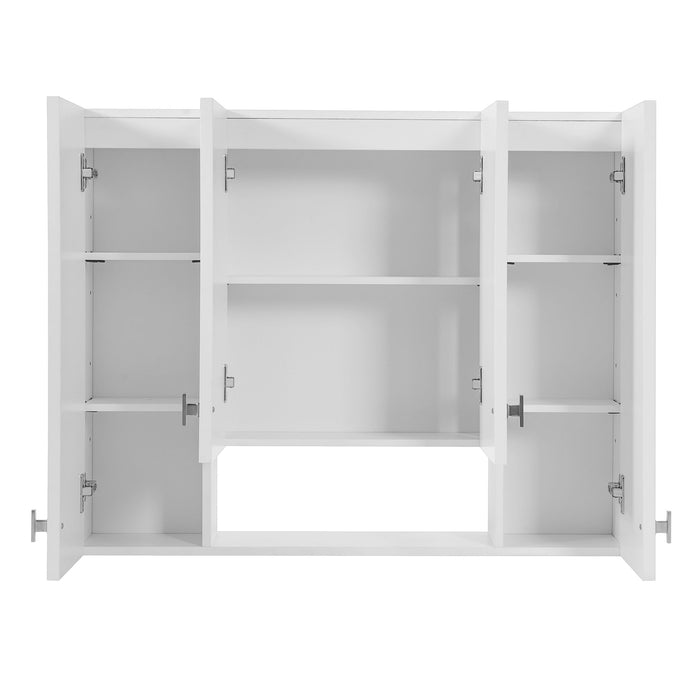 Bathroom Cabinet With 5 Adjustable Shelves, Wall-Mounted Medicine Cabinet, Soft-Closing Hinges, Open Shelving Design - White