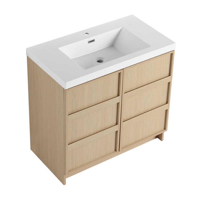 Freestanding Bathroom Vanity With Sink & 2 Soft Close Cabinet Doors