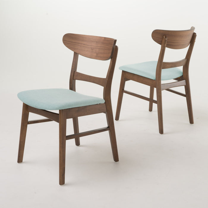 5 Piece Dining Set & 1 Table And 4 Upholstered Chairs - Mint / Walnut