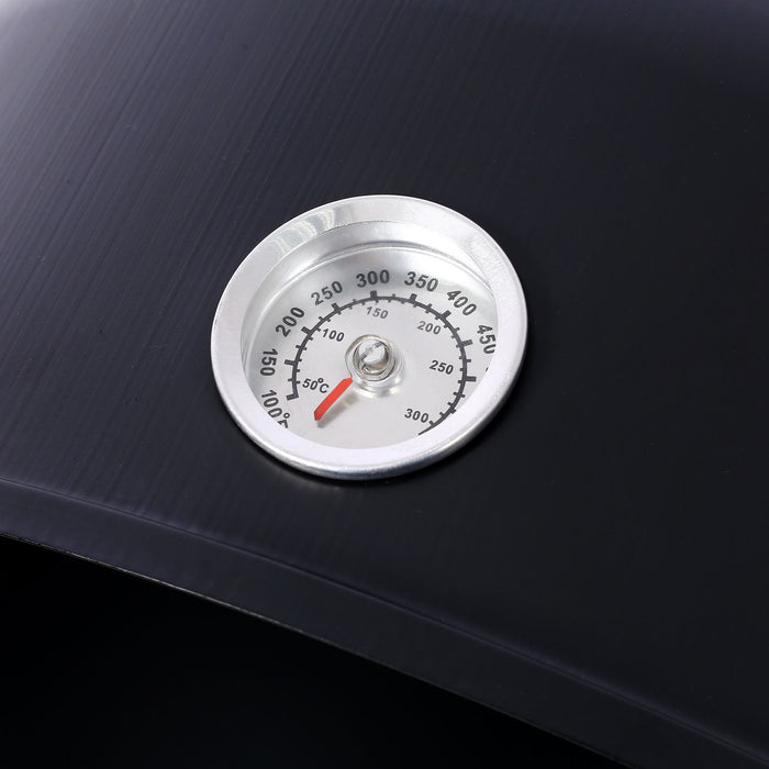 Heavy Duty Round Bbq Grill 17" Steel Charcoal Smoker For Outdoor Cooking - Black