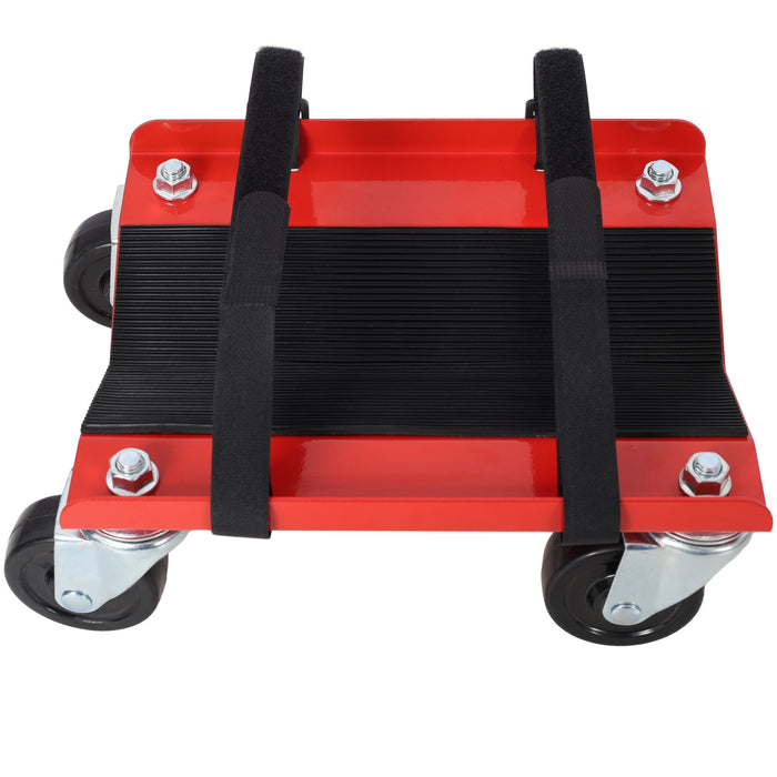 Heavy Duty Snowmobile Dolly V Slide With 2.5" Swivel Casters, Rubber Pad, 1500Lbs Capacity Steel - Red
