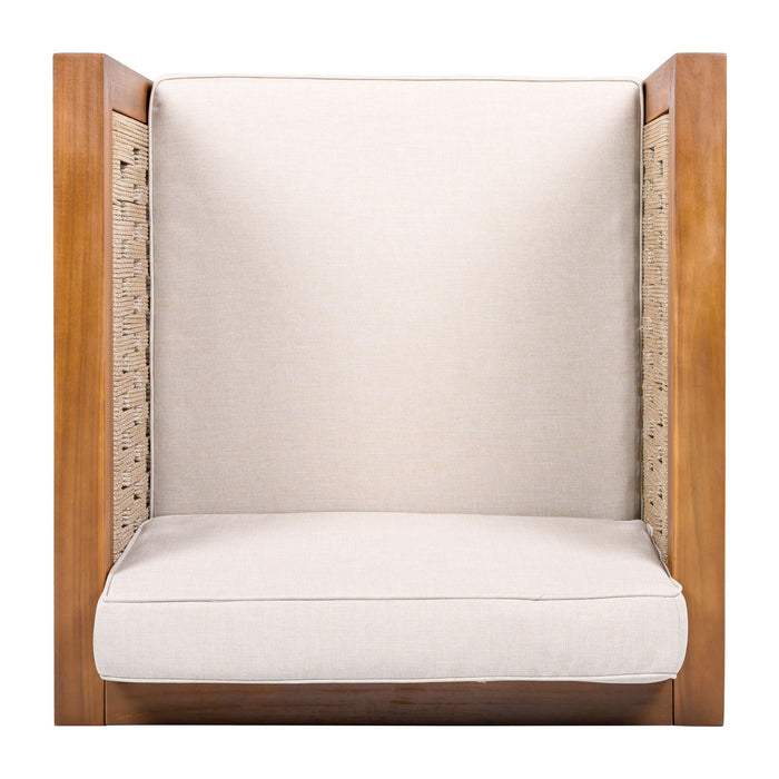 Outdoor Club Chair & Rope Arm And Cushions