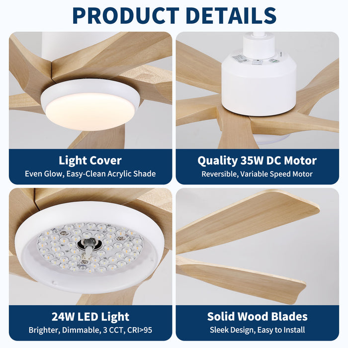 American Farmhouse Ceiling Fan With Light Quiet DC Motor