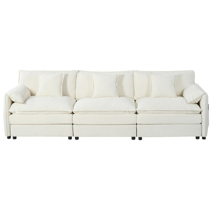 Modern Comfy Deep Seat Modular Sectional Sofa Cloud Couch With Ottoman