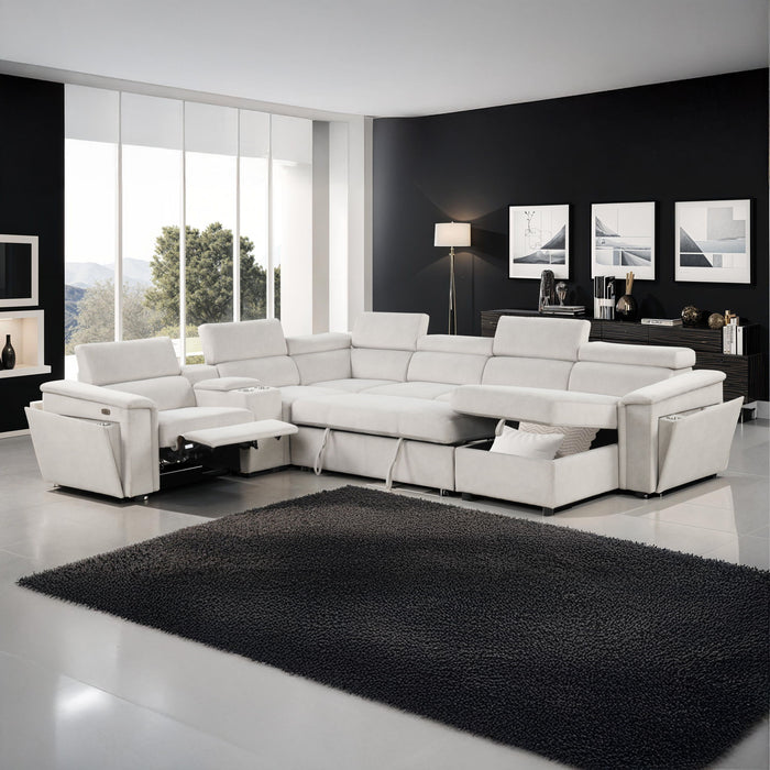 Harvey - Power Recliner Sectional Sleeper - Beige