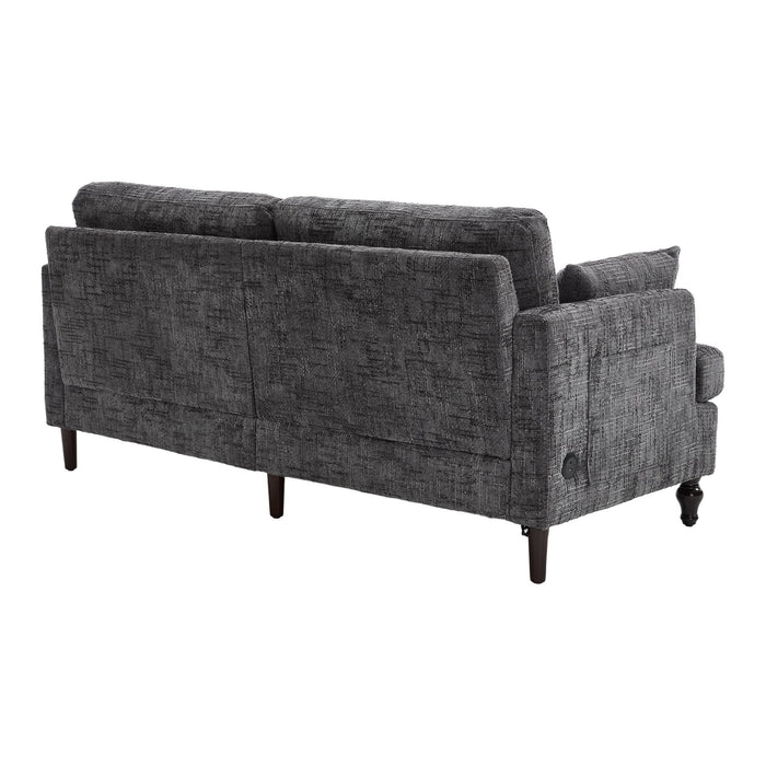Chenille 2 Seater Sofa With LED Light, USB Charging Port, And Storage Bag