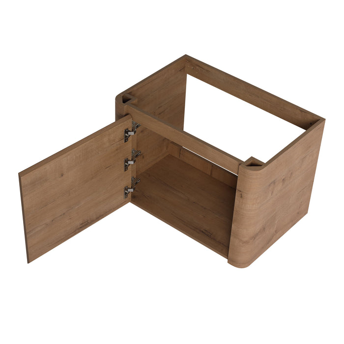 Wall Mounted Bathroom Vanity With Sink And Storage Shelves, Soft Close Doors