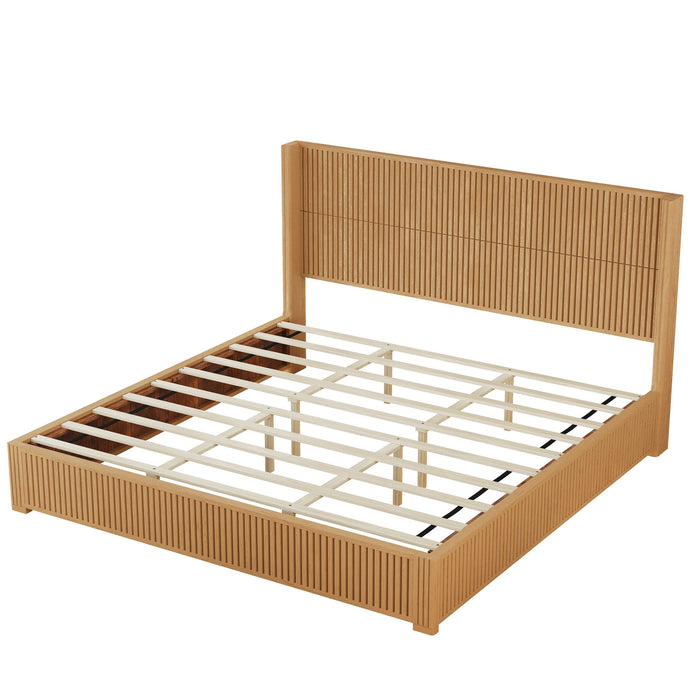 Platform Bed Frame With Headboard, Floor Standing Design