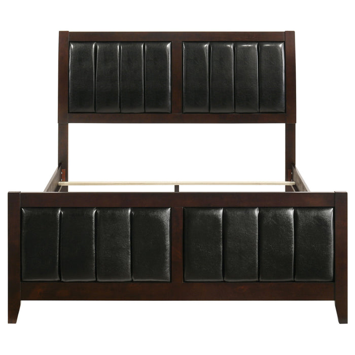 Queen Panel Bed With Upholstered Headboard And Footboard - Brown