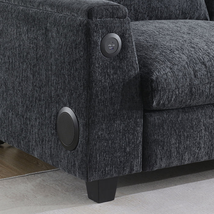 Sectional With Bluetooth Speaker Comfy Cloud Couch Set With Drop Down Table Cup Holders, USB Charger Storage Armrest Wide Seat Sofa